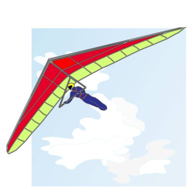 Hang glider illüstrasyon izole beyaz.