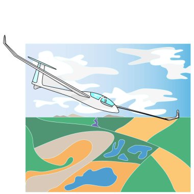 Planör motorlu illüstrasyon izole beyaz.  
