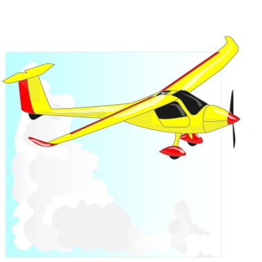 Planör motorlu illüstrasyon izole beyaz.  
