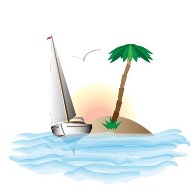 Yat illüstrasyon izole beyaz. 