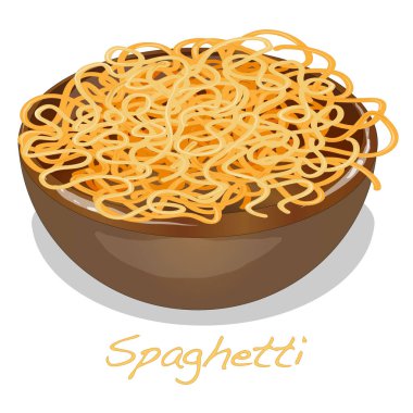 Makarna. Spagetti plaka. İllüstrasyon izole beyaz. 