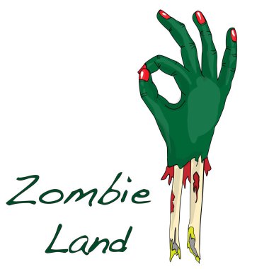 Yeşil zombi el illüstrasyon izole.