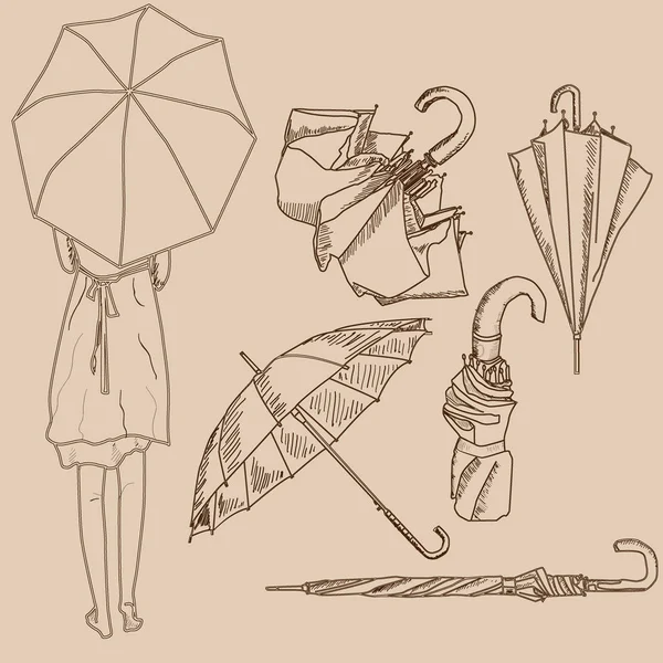 Paraguas conjunto ilustración aislado en blanco . — Foto de Stock