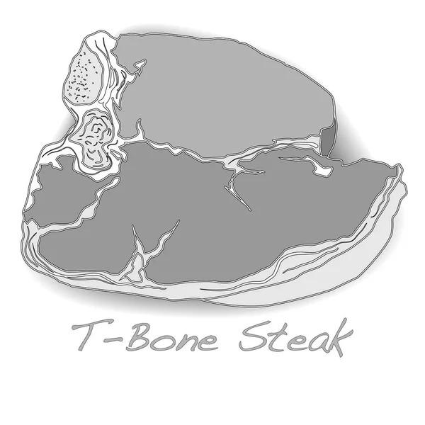 生の T-bone ベクトロン白背景 — ストック写真