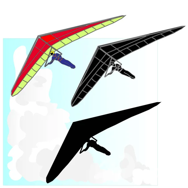 Hang Glider voando ilustração isolada em branco . — Fotografia de Stock