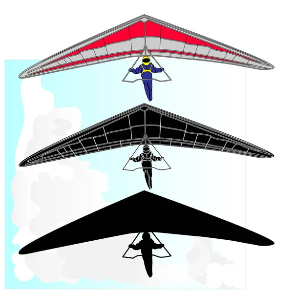 Hang Glider flying illustration isolated on white. — Stock Photo, Image