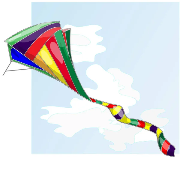 Kite. Vector illustration of kite and clouds in the sky. — Stock Photo, Image