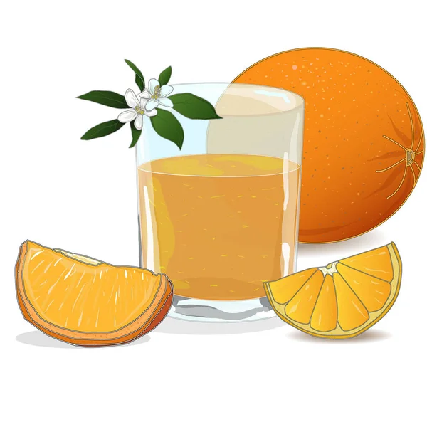 Orange juice and slices — Stock Photo, Image