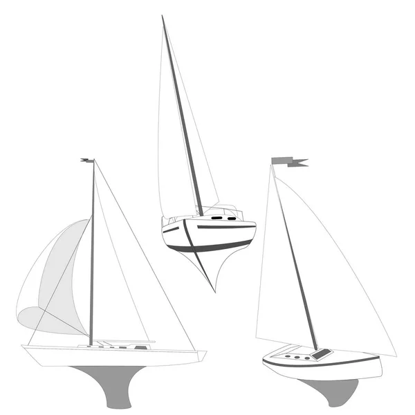 Yacht illustration isolated on white. — Stock Photo, Image