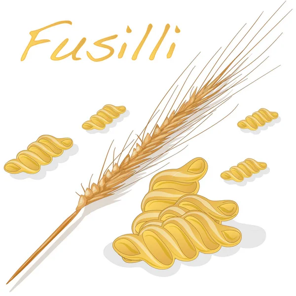 Fusilli pasta Ilustração isolada sobre branco . — Fotografia de Stock