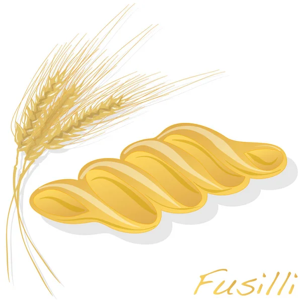 Fusilli pasta Illustration isolerade på vit. — Stockfoto
