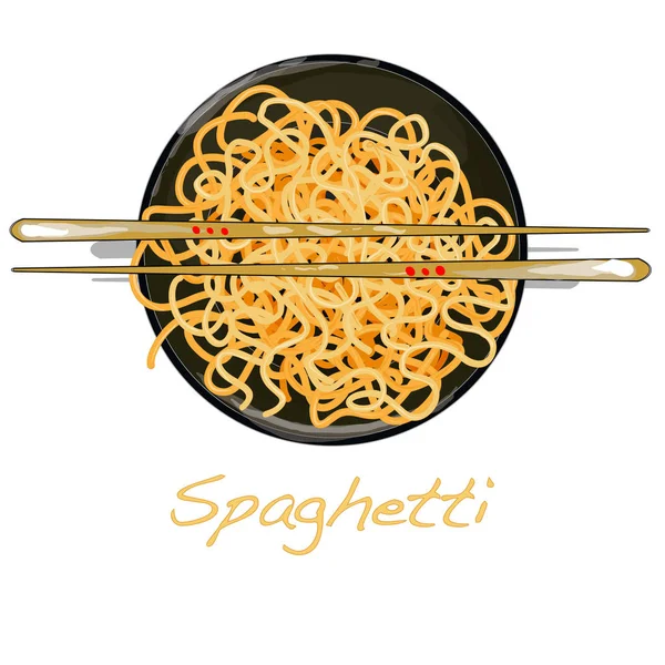 Pasta. Spaghetti in piatto. Illustrazione isolata su bianco . — Foto Stock