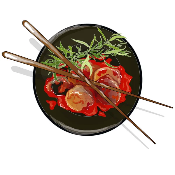 Köttbullar i tomatsås Illustration isolerade på vit. — Stockfoto