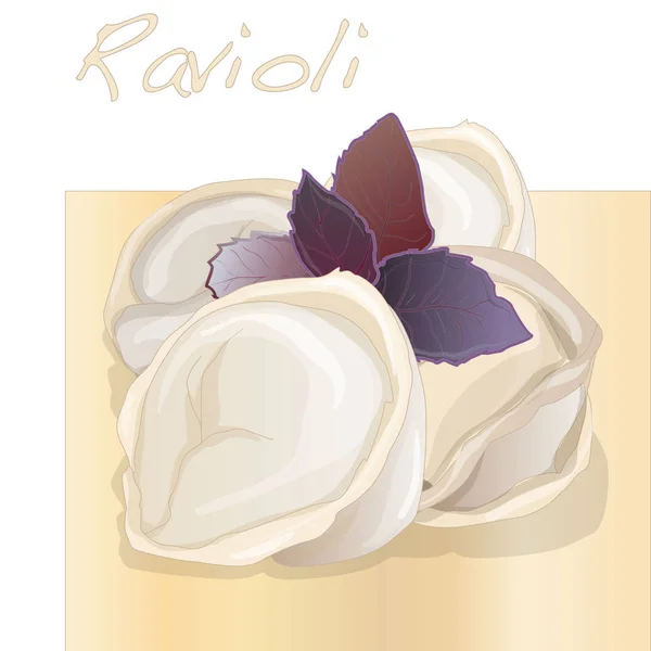 Ravioli pasta Illustration isolated on white.