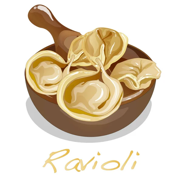 Ravioli pasta set Illustration isolated on white.