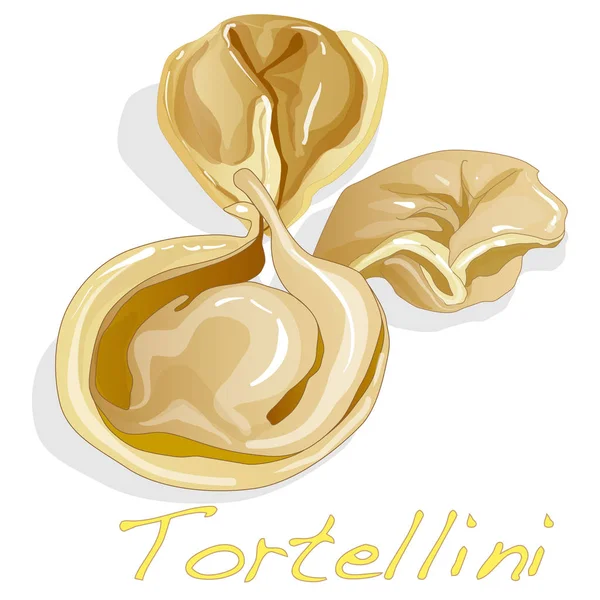 Tortellini 이탈리아 그림 흰색 절연. — 스톡 사진