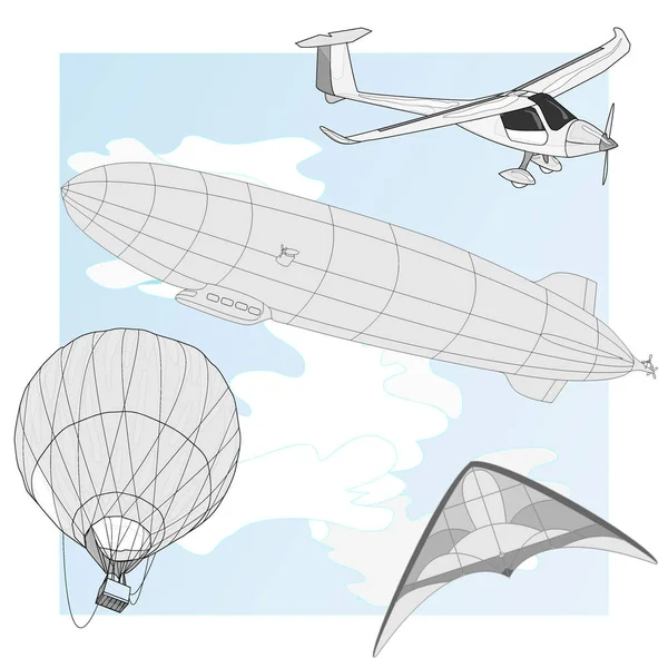 air transportation set Illustration isolated on white.