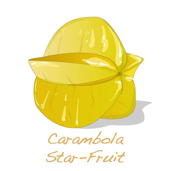 Gelbe Fruchtkarambolabild isoliert auf weiß. — Stockfoto