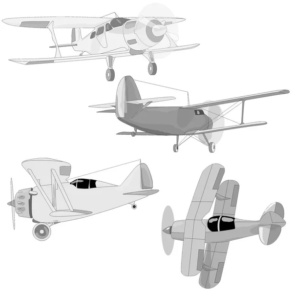 Bi plane isolated. Illustration isolated on white. — Stock Photo, Image