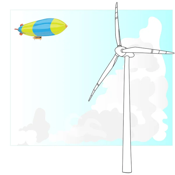 Illustration af vindmøller isoleret . - Stock-foto