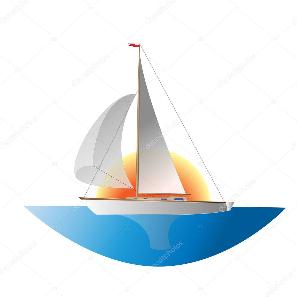 yacht illustration isolated on white.