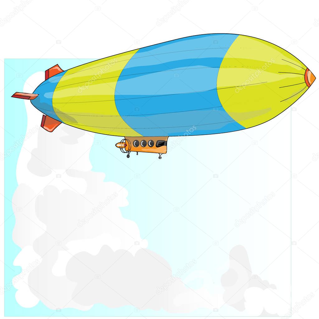 Vintage airship. Dirigible balloon.