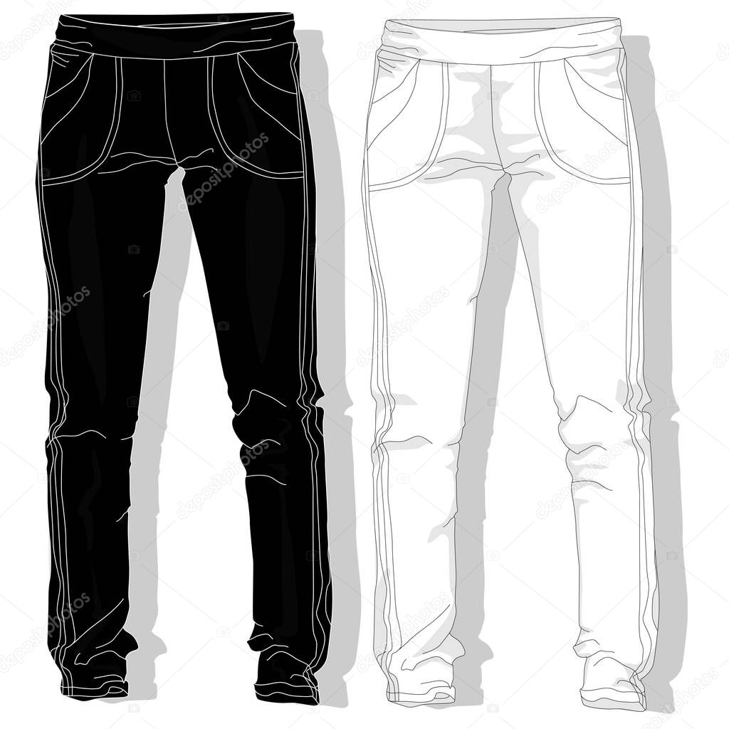 Sport trousers / pants. Illustration isolated.