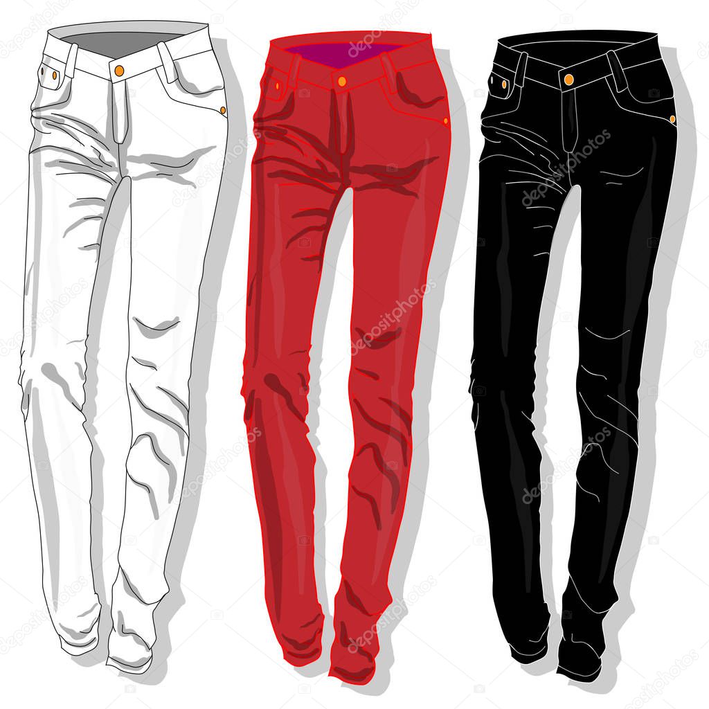 Trousers. Female's clothes. Illustration isolated.