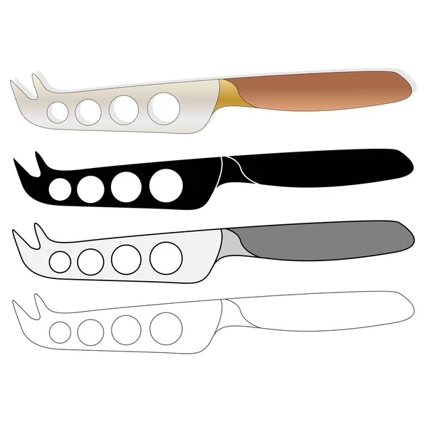 Cuchillo de queso aislado sobre fondo blanco — Vector de stock