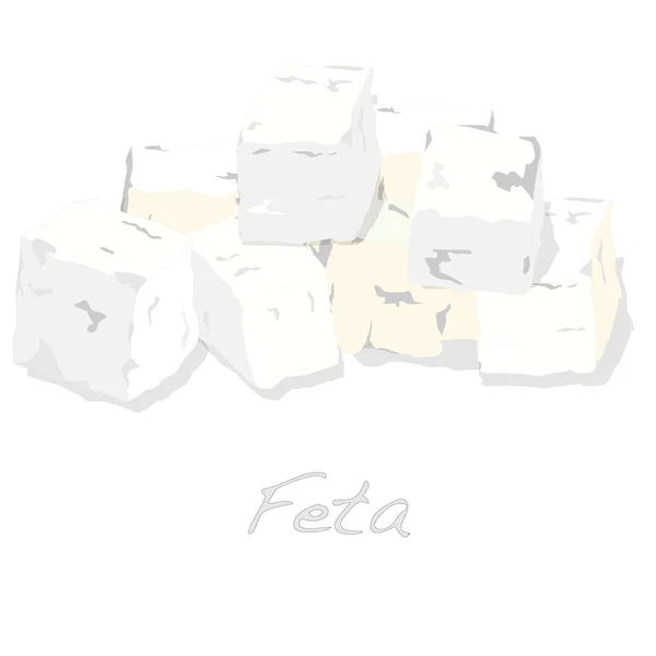 Bloc de fromage grec feta isolé — Image vectorielle