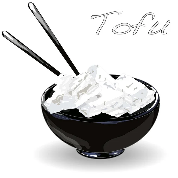 Closeup of a bowl of tofu — Stock Vector