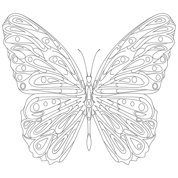 Çizilmiş kelebek zentangle tarzı el — Stok Vektör