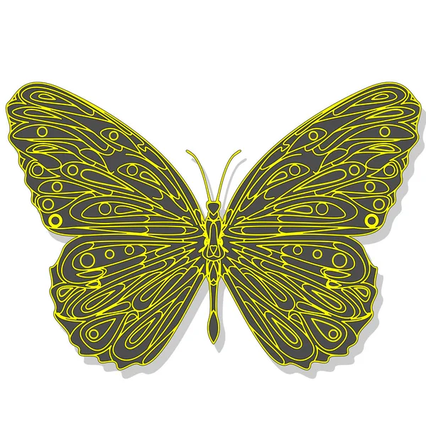 手工绘制的蝴蝶 zentangle 风格 — 图库矢量图片