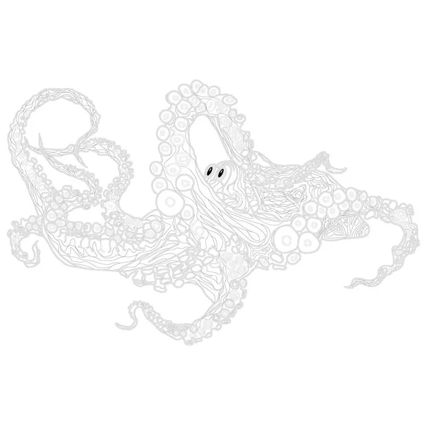 Monokrom handritad illustration av bläckfisk. — Stock vektor