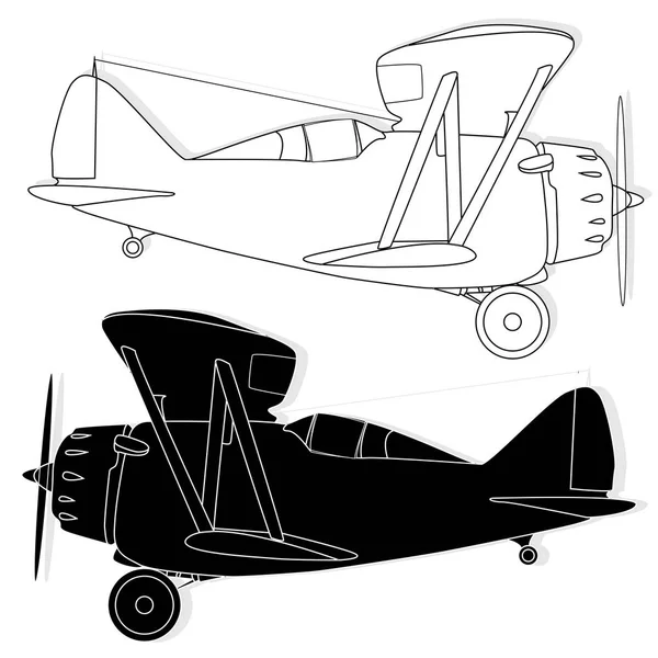 Ein Doppelflugzeug isoliert auf. Vektorillustration. — Stockvektor