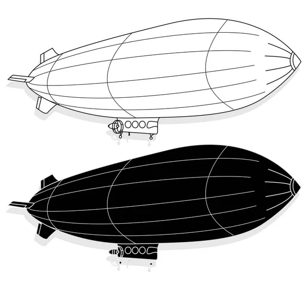 Vintage airship. Dirigible balloon. — Stock Vector