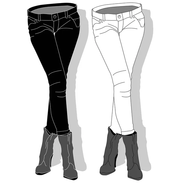 女性のジーンズ。図. — ストックベクタ