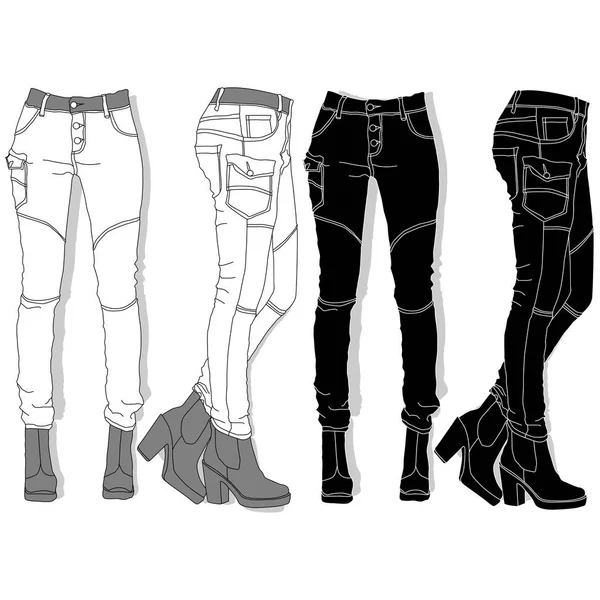 女性のジーンズ。図. — ストックベクタ