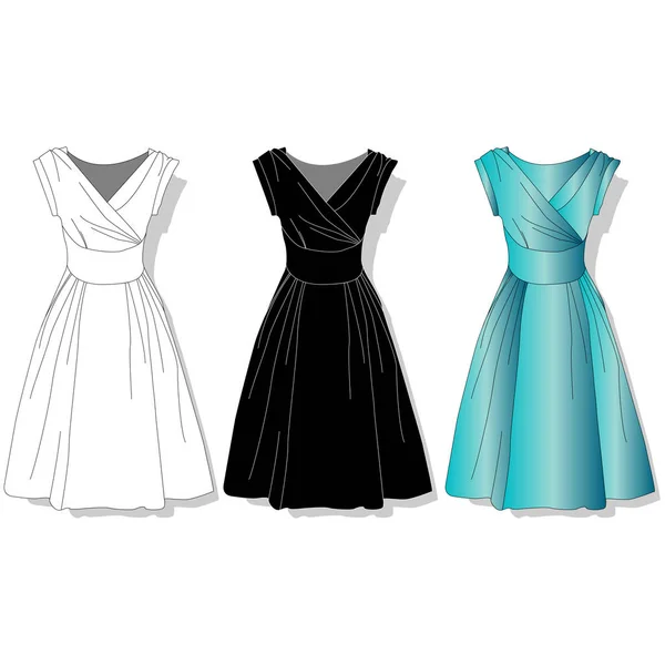 Elegantes Kleid. Frauenkleidung. — Stockvektor