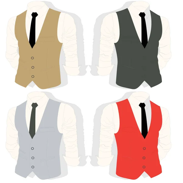 Chaleco clásico camisa y corbata ream vector de moda — Vector de stock