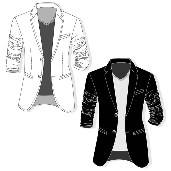 Vector férfi kabát fekete-fehér. — Stock Vector