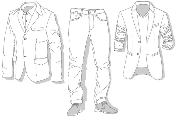 牛仔裤和夹克的插图矢量集 — 图库矢量图片
