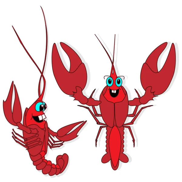 Crayfish illustration set. Vector. — Stock Vector