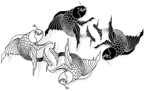 Иллюстрация карпа кои, рыбы . — стоковый вектор