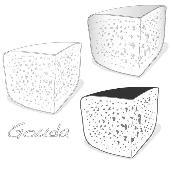 Ilustración aislada de queso Gouda sobre un blanco — Foto de Stock
