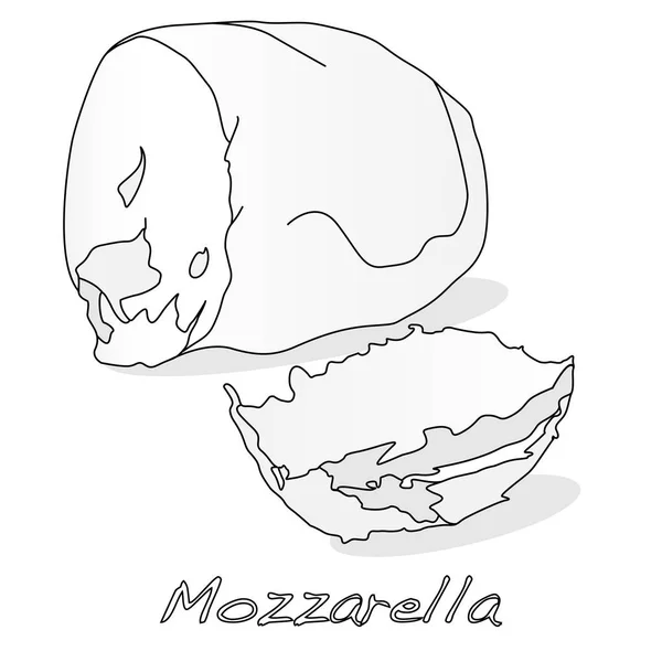 Stuk van witte mozzarella geïsoleerd. — Stockvector