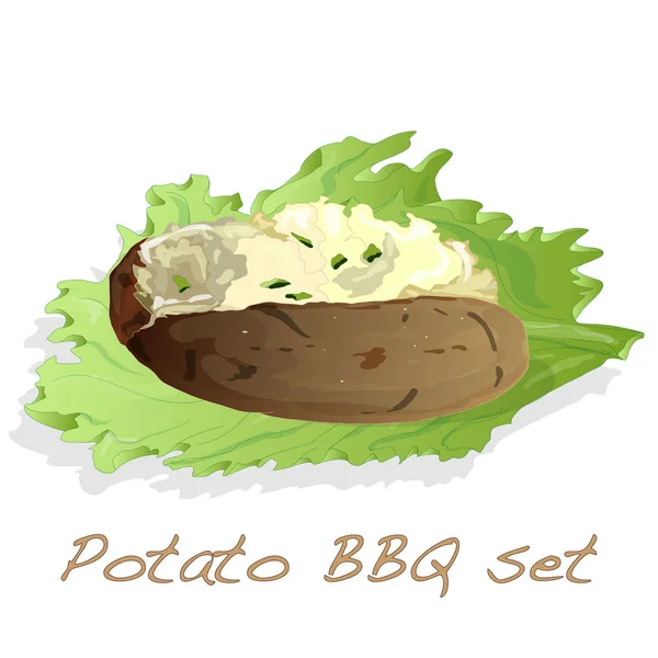 Potato BBQ illustration isolated. — Stock Vector