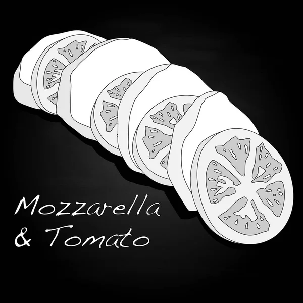 Mozzarella und Tomatenscheiben Illustration. — Stockvektor