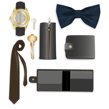 Erkek aksesuar seti. İllüstrasyon.