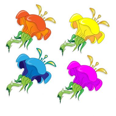 Fantezi çiçek resimde beyaz ayarla